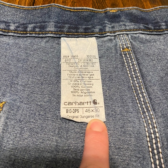 Carhartt Jeans Men's Size 46x30 Style B13-DPS Original Dungaree Fit Denim Blue - Picture 5 of 9